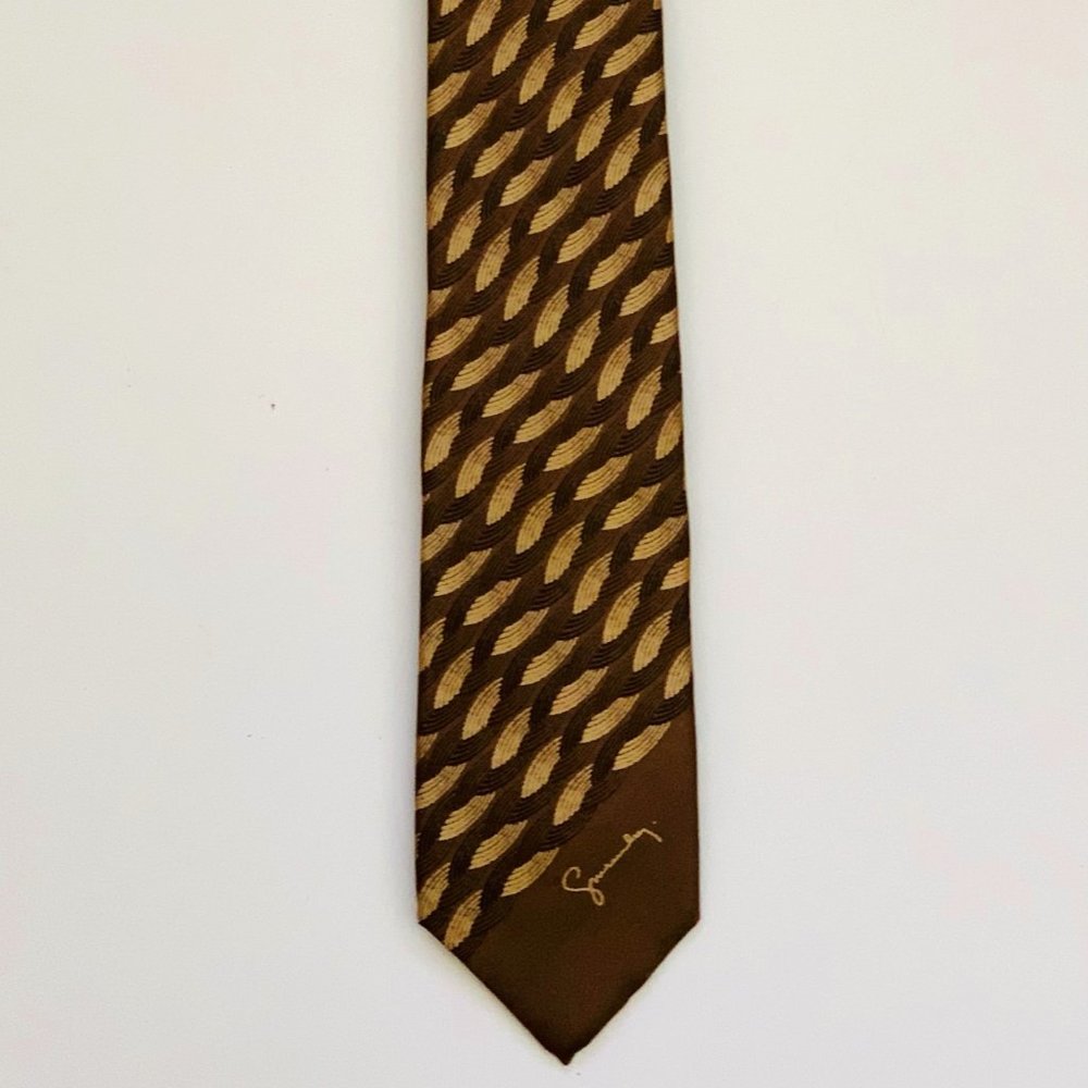Givenchy Gentlemen Paris Tie Andrade Hawaii Brown 100% Silk Vintage